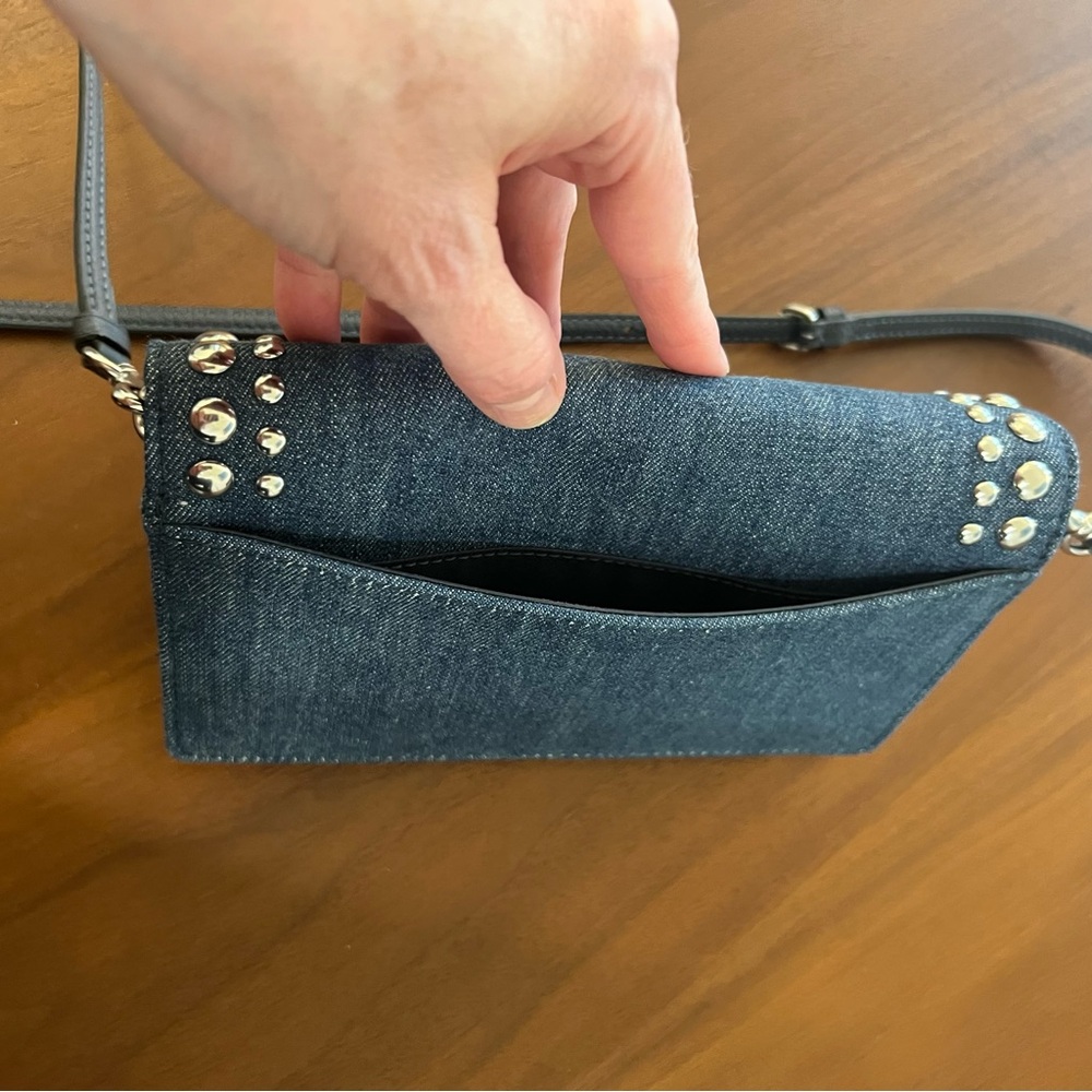 Coach Blue Denim Ana Crossbody Bag/Clutch with Studded Details - Picture 8 of 16